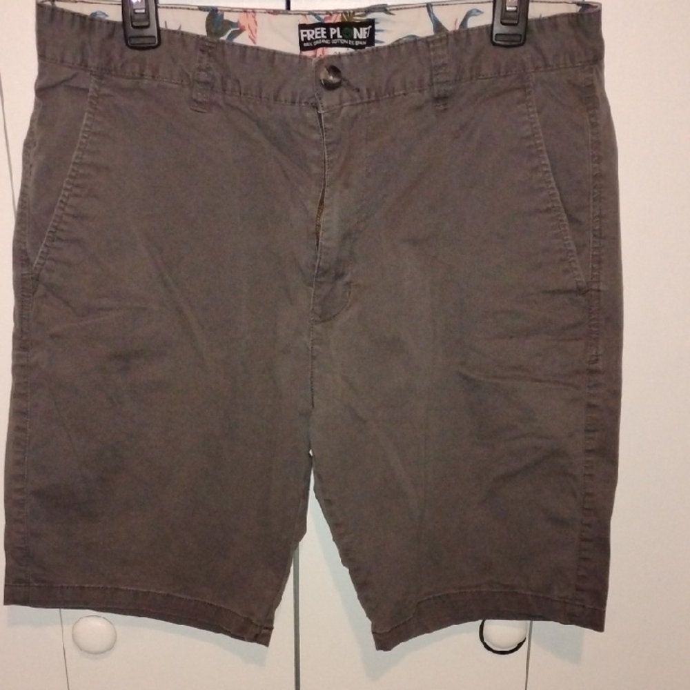 Free Planet Men's Taupe Flat Front Shorts